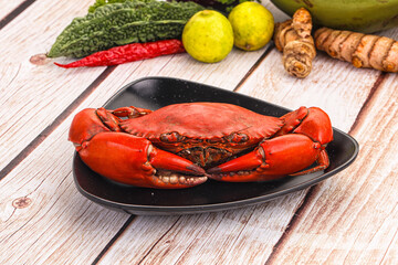Hot fresh Boiled red crab