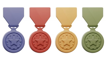 Four colorful military medals illustration