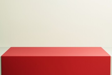 Minimal red display podium with light background for product mockup and branding concept in clean modern graphic style.