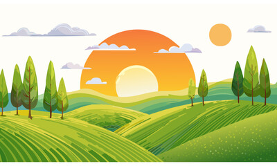 Fototapeta premium rural landscape with a house