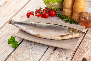 Raw whole salted herring fish