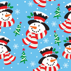 NEW SNOWMAN FUN IN THE SNOW PARK CHRISTMAS 2026 SEAMLESS WALLPAPER PRINT