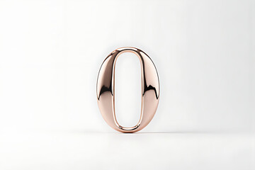 Lowercase letter o represented with liquid metallic reflection, minimal and clean background, balanced arrangement 