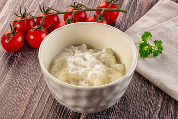 Italian delicous stracciatella young soft cheese