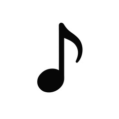 Black Musical Note Icon on White Background