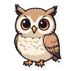 Fototapeta premium Adorable cartoon owl with big round eyes, perfect for children's books and educational content