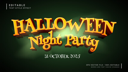 Fototapeta premium Halloween night party 3d editable text effect style