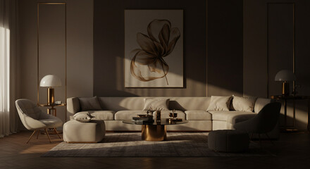 Elegant and Cozy Modern Living Room with Natural Light.