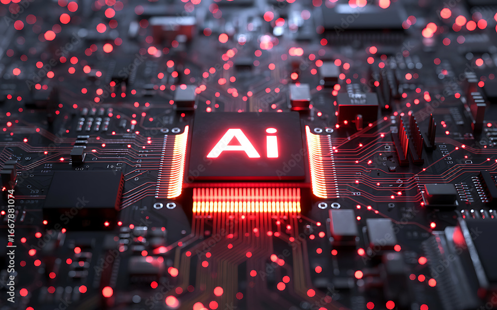 Poster artificial intelligence ai chip technology and machine learning