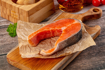 Fresh raw salmon fillet piece