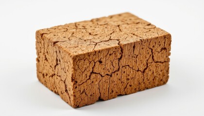 ultra sharp isolated sustainable brick created from cork composite, designed with natural matte coating, shaped in hexagonal honeycomb design, including natural pigment coloring