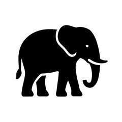 Obraz premium Silhouette Black Elephant Icon on White Background for Wildlife and Nature Themes
