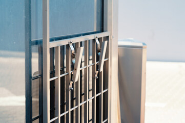A modern security gate that showcases clean lines and incorporates innovative design elements for...
