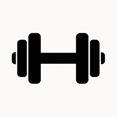 Black Dumbbell Icon on White Background for Fitness and Workout