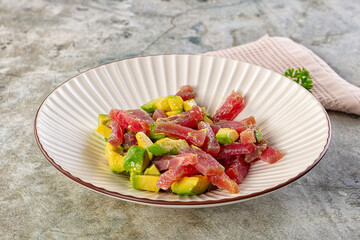 Delicous tuna with avocado salad