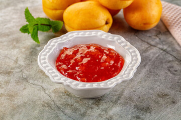 Sweet homemade juicy apricot jam