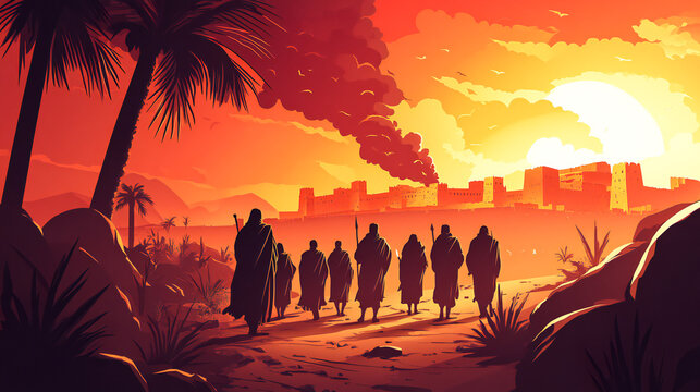 Biblical vector illustration series, the ten plagues of Egypt, sixth plague, plague of boils, Deuteronomy