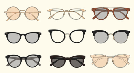 A variety of fashionable eyewear styles for everyday wear and sun protection
