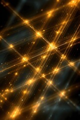 Fototapeta premium Abstract grid of golden lights on dark background