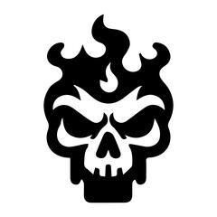 Fierce dark skull icon head silhouette.