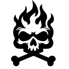 Fierce dark skull icon head silhouette.