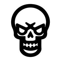 Fierce dark skull icon head silhouette.
