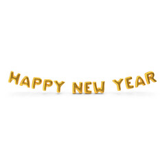 Golden Foil Balloon Text Saying Happy New Year