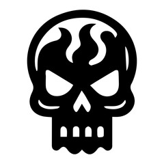 Fierce dark skull icon head silhouette.