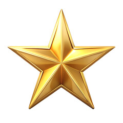 Realistic Golden Star with Detailed Texture and Shine on Transparent Background