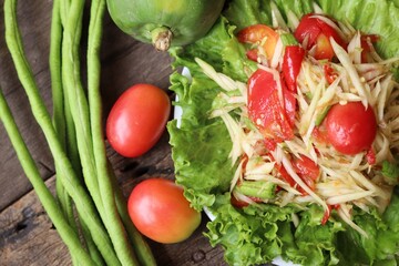 Papaya salad spicy Thai food