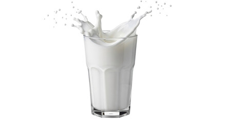 Isolated Glass of Splashing Milk