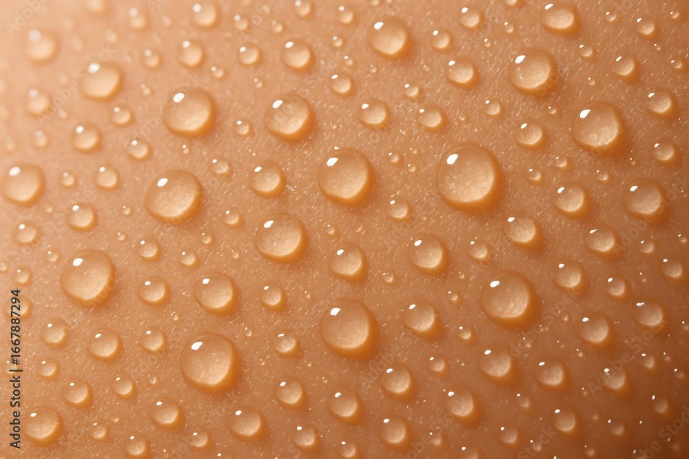 Poster close-up of droplets of water on a smooth surface, showcasing detail and texture with reflections. c