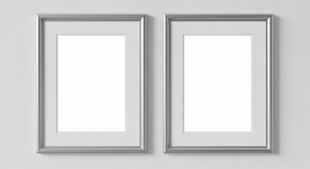 Empty silver frames ready for your modern art or photography display