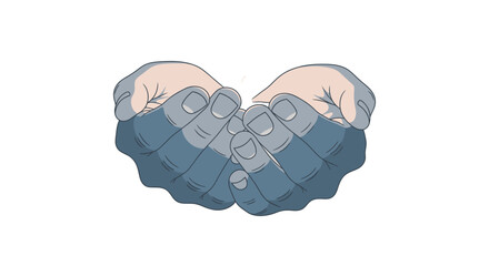 Symbolic Illustration of Handshake or Care, Compassion, Support, and Human Connection in Cool Blue Tones, Suitable for Healthcare, Community, and Relationship Themes, Digital Art Style