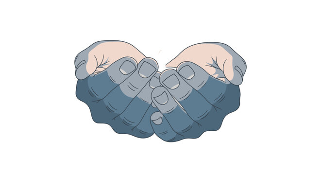 Symbolic Illustration of Handshake or Care, Compassion, Support, and Human Connection in Cool Blue Tones, Suitable for Healthcare, Community, and Relationship Themes, Digital Art Style