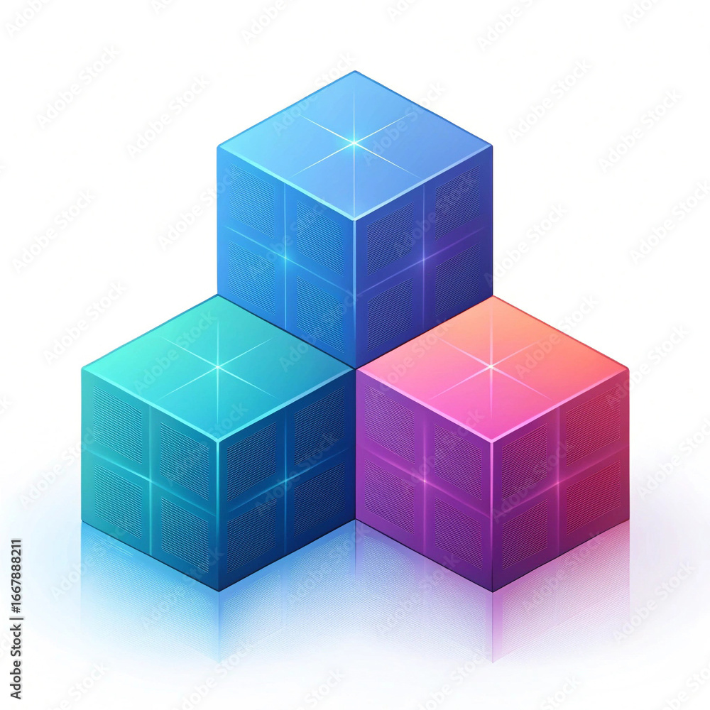 Fototapete abstract 3d cubes with smooth gradient mesh and light effects offering a modern geometric design
