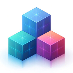 Obraz premium Abstract 3d cubes with smooth gradient mesh and light effects offering a modern geometric design