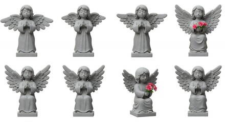 Set of light gray angel figurines