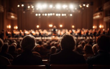 audience watching orchestra perform in concert hall