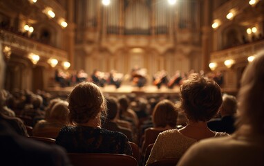 audience watching orchestra performance at concert hall