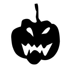 Halloween scary pumpkins. Black vector spooky creepy pumpkins icon.