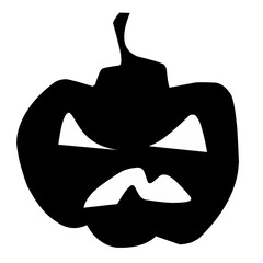 Halloween scary pumpkins. Black vector spooky creepy pumpkins icon.