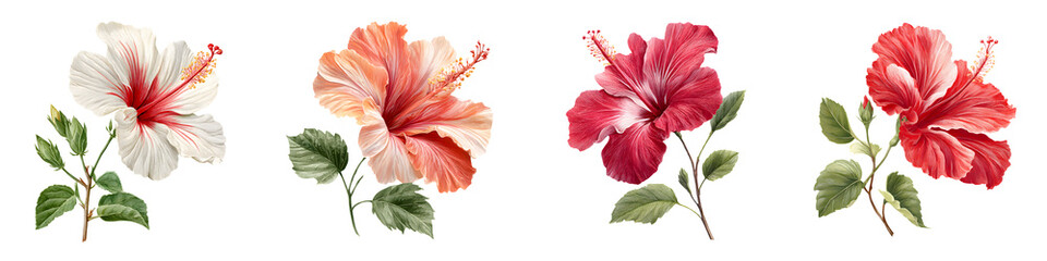 Watercolor Hibiscus Flower Collection Vibrant