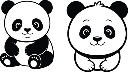 PrintCute cartoon panda illustration, sitting baby panda, adorable animal character, black and white bear, kawaii wildlife vector, playful pet graphic design