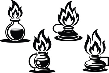 Burner Flask Chemistry Lab Illustrations