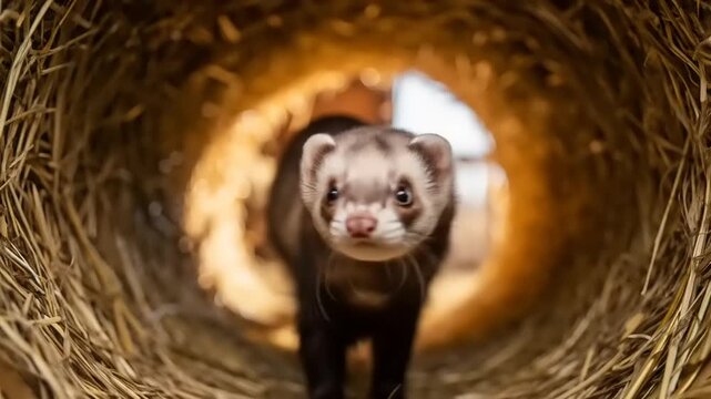 Ferret in Hay Tunnel.