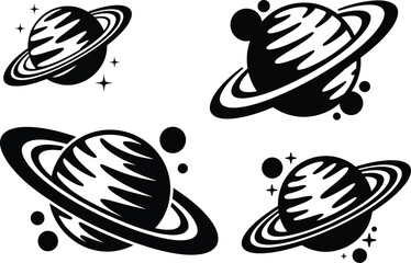 Saturn Planets Celestial Prints  Black  White Space Design