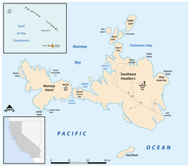 Map of the Calfornian archipelago of Farallon Islands