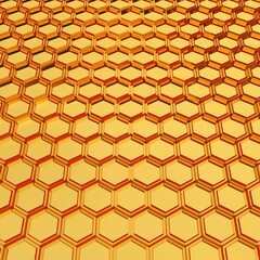 背景素材　ハニカム　はちみつ　オレンジ　六角形　イラスト　3dレンダリング