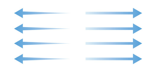 Fototapeta premium Air flow arrow. Set of blue arrows showing direction of air movement. Air flow isolated on white background.